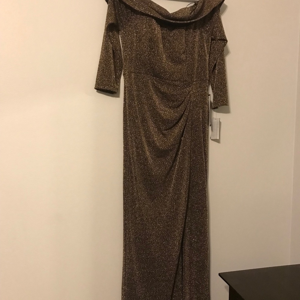 Alex Evening Size 10 Copper/Black Gown nwt